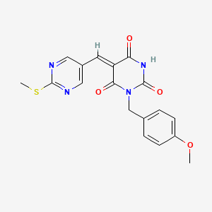 molecular formula C18H16N4O4S B5380771 1-(4-methoxybenzyl)-5-{[2-(methylthio)-5-pyrimidinyl]methylene}-2,4,6(1H,3H,5H)-pyrimidinetrione 