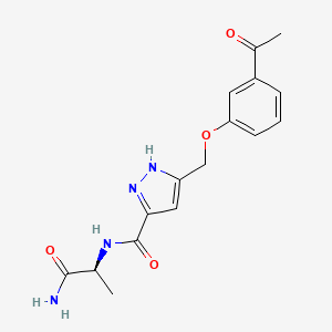 5-[(3-acetylphenoxy)methyl]-N-[(1S)-2-amino-1-methyl-2-oxoethyl]-1H-pyrazole-3-carboxamide