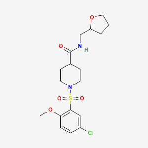 molecular formula C18H25ClN2O5S B5380846 1-[(5-chloro-2-methoxyphenyl)sulfonyl]-N-(tetrahydro-2-furanylmethyl)-4-piperidinecarboxamide 