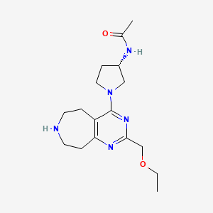 molecular formula C17H27N5O2 B5380883 N-{(3S)-1-[2-(ethoxymethyl)-6,7,8,9-tetrahydro-5H-pyrimido[4,5-d]azepin-4-yl]pyrrolidin-3-yl}acetamide 