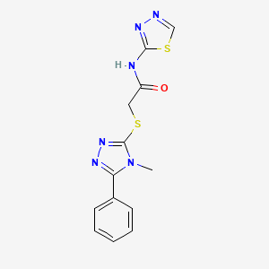 2-[(4-methyl-5-phenyl-4H-1,2,4-triazol-3-yl)thio]-N-1,3,4-thiadiazol-2-ylacetamide