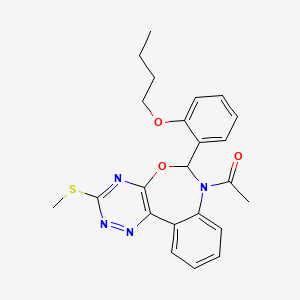 molecular formula C23H24N4O3S B5380910 7-acetyl-6-(2-butoxyphenyl)-3-(methylthio)-6,7-dihydro[1,2,4]triazino[5,6-d][3,1]benzoxazepine 