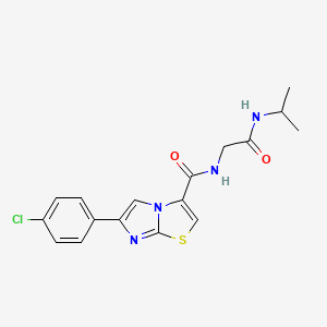 molecular formula C17H17ClN4O2S B5380934 6-(4-chlorophenyl)-N-[2-(isopropylamino)-2-oxoethyl]imidazo[2,1-b][1,3]thiazole-3-carboxamide 
