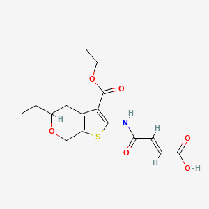 molecular formula C17H21NO6S B5380937 4-{[3-(ethoxycarbonyl)-5-isopropyl-4,7-dihydro-5H-thieno[2,3-c]pyran-2-yl]amino}-4-oxo-2-butenoic acid 
