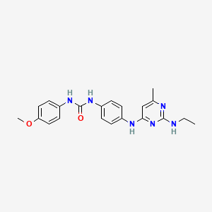 molecular formula C21H24N6O2 B5380966 N-(4-{[2-(ethylamino)-6-methyl-4-pyrimidinyl]amino}phenyl)-N'-(4-methoxyphenyl)urea 