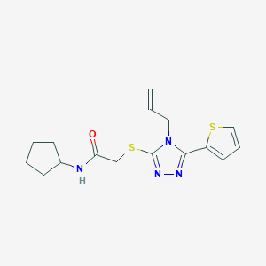 molecular formula C16H20N4OS2 B5380977 2-{[4-ALLYL-5-(2-THIENYL)-4H-1,2,4-TRIAZOL-3-YL]SULFANYL}-N-CYCLOPENTYLACETAMIDE 