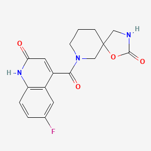 molecular formula C17H16FN3O4 B5380996 6-fluoro-4-[(2-oxo-1-oxa-3,7-diazaspiro[4.5]dec-7-yl)carbonyl]-2(1H)-quinolinone 