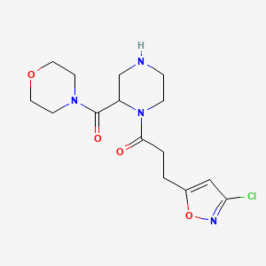 molecular formula C15H21ClN4O4 B5381016 4-({1-[3-(3-chloro-5-isoxazolyl)propanoyl]-2-piperazinyl}carbonyl)morpholine 