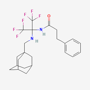 molecular formula C23H28F6N2O B5381017 N-[1-[(1-adamantylmethyl)amino]-2,2,2-trifluoro-1-(trifluoromethyl)ethyl]-3-phenylpropanamide 