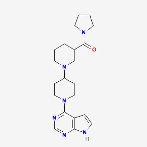 molecular formula C21H30N6O B5381036 3-(pyrrolidin-1-ylcarbonyl)-1'-(7H-pyrrolo[2,3-d]pyrimidin-4-yl)-1,4'-bipiperidine 