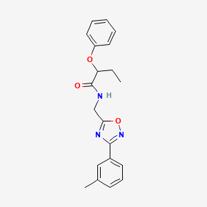 molecular formula C20H21N3O3 B5381079 N-{[3-(3-methylphenyl)-1,2,4-oxadiazol-5-yl]methyl}-2-phenoxybutanamide 