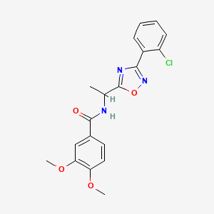 molecular formula C19H18ClN3O4 B5381093 N-{1-[3-(2-chlorophenyl)-1,2,4-oxadiazol-5-yl]ethyl}-3,4-dimethoxybenzamide 