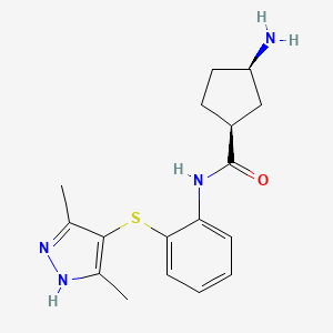 molecular formula C17H22N4OS B5381108 (1S,3R)-3-amino-N-[2-[(3,5-dimethyl-1H-pyrazol-4-yl)sulfanyl]phenyl]cyclopentane-1-carboxamide 