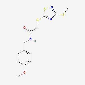 molecular formula C13H15N3O2S3 B5381126 N-(4-methoxybenzyl)-2-{[3-(methylthio)-1,2,4-thiadiazol-5-yl]thio}acetamide 