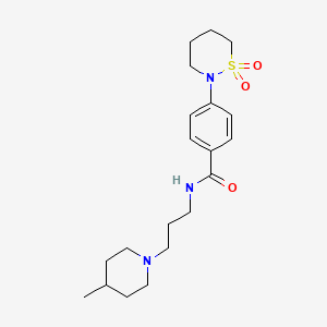 molecular formula C20H31N3O3S B5381132 4-(1,1-dioxido-1,2-thiazinan-2-yl)-N-[3-(4-methyl-1-piperidinyl)propyl]benzamide 