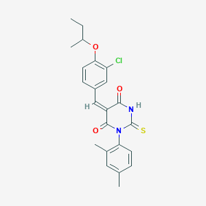 molecular formula C23H23ClN2O3S B5381153 5-(4-sec-butoxy-3-chlorobenzylidene)-1-(2,4-dimethylphenyl)-2-thioxodihydro-4,6(1H,5H)-pyrimidinedione 