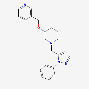 molecular formula C21H24N4O B5381206 3-[({1-[(1-phenyl-1H-pyrazol-5-yl)methyl]-3-piperidinyl}oxy)methyl]pyridine 