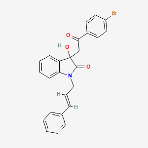 molecular formula C25H20BrNO3 B5381214 3-[2-(4-bromophenyl)-2-oxoethyl]-3-hydroxy-1-(3-phenyl-2-propen-1-yl)-1,3-dihydro-2H-indol-2-one 