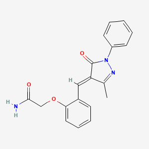 molecular formula C19H17N3O3 B5381230 2-{2-[(3-methyl-5-oxo-1-phenyl-1,5-dihydro-4H-pyrazol-4-ylidene)methyl]phenoxy}acetamide 