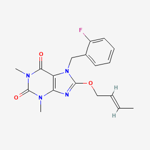 molecular formula C18H19FN4O3 B5381292 8-(2-buten-1-yloxy)-7-(2-fluorobenzyl)-1,3-dimethyl-3,7-dihydro-1H-purine-2,6-dione 