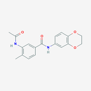 molecular formula C18H18N2O4 B5381320 3-(acetylamino)-N-(2,3-dihydro-1,4-benzodioxin-6-yl)-4-methylbenzamide 