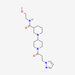 molecular formula C20H33N5O3 B5381354 N-(2-methoxyethyl)-1'-[3-(1H-pyrazol-1-yl)propanoyl]-1,4'-bipiperidine-3-carboxamide 
