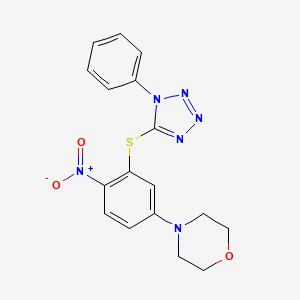 molecular formula C17H16N6O3S B5381360 4-{4-nitro-3-[(1-phenyl-1H-tetrazol-5-yl)thio]phenyl}morpholine 