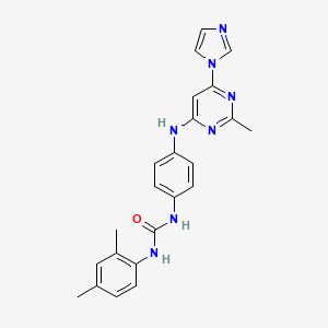 molecular formula C23H23N7O B5381362 N-(2,4-dimethylphenyl)-N'-(4-{[6-(1H-imidazol-1-yl)-2-methyl-4-pyrimidinyl]amino}phenyl)urea 