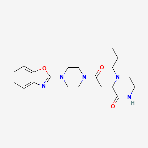 molecular formula C21H29N5O3 B5381376 3-{2-[4-(1,3-benzoxazol-2-yl)-1-piperazinyl]-2-oxoethyl}-4-isobutyl-2-piperazinone 