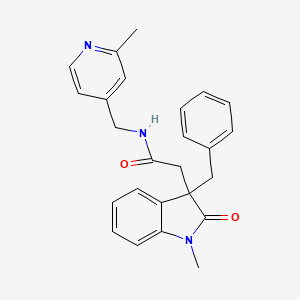 molecular formula C25H25N3O2 B5381429 2-(3-benzyl-1-methyl-2-oxo-2,3-dihydro-1H-indol-3-yl)-N-[(2-methylpyridin-4-yl)methyl]acetamide 