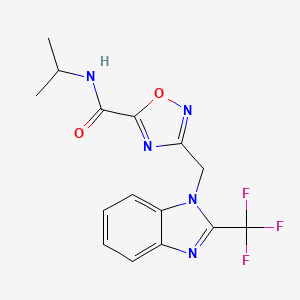 molecular formula C15H14F3N5O2 B5381432 N-isopropyl-3-{[2-(trifluoromethyl)-1H-benzimidazol-1-yl]methyl}-1,2,4-oxadiazole-5-carboxamide 