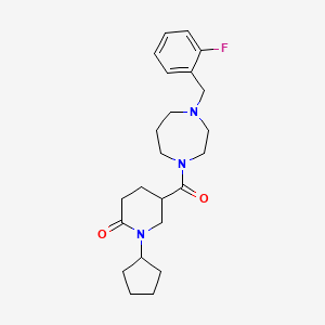 molecular formula C23H32FN3O2 B5381446 1-cyclopentyl-5-{[4-(2-fluorobenzyl)-1,4-diazepan-1-yl]carbonyl}-2-piperidinone 