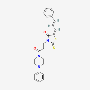 molecular formula C25H25N3O2S2 B5381452 3-[3-oxo-3-(4-phenyl-1-piperazinyl)propyl]-5-(3-phenyl-2-propen-1-ylidene)-2-thioxo-1,3-thiazolidin-4-one 