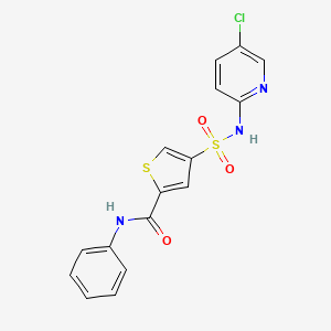 molecular formula C16H12ClN3O3S2 B5381476 4-{[(5-chloropyridin-2-yl)amino]sulfonyl}-N-phenylthiophene-2-carboxamide 