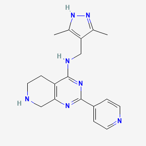 molecular formula C18H21N7 B5381480 N-[(3,5-dimethyl-1H-pyrazol-4-yl)methyl]-2-pyridin-4-yl-5,6,7,8-tetrahydropyrido[3,4-d]pyrimidin-4-amine 