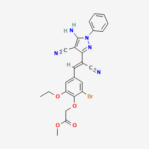 molecular formula C24H20BrN5O4 B5381495 methyl {4-[2-(5-amino-4-cyano-1-phenyl-1H-pyrazol-3-yl)-2-cyanovinyl]-2-bromo-6-ethoxyphenoxy}acetate 