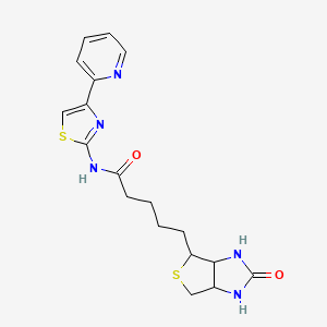 molecular formula C18H21N5O2S2 B5381506 5-(2-oxohexahydro-1H-thieno[3,4-d]imidazol-4-yl)-N-[4-(2-pyridinyl)-1,3-thiazol-2-yl]pentanamide 