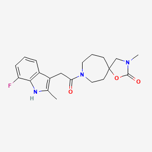 molecular formula C20H24FN3O3 B5381553 8-[(7-fluoro-2-methyl-1H-indol-3-yl)acetyl]-3-methyl-1-oxa-3,8-diazaspiro[4.6]undecan-2-one 