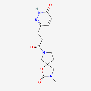 molecular formula C14H18N4O4 B5381560 3-methyl-7-[3-(6-oxo-1,6-dihydro-3-pyridazinyl)propanoyl]-1-oxa-3,7-diazaspiro[4.4]nonan-2-one 