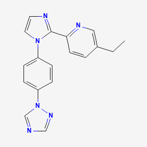 molecular formula C18H16N6 B5381568 5-ethyl-2-{1-[4-(1H-1,2,4-triazol-1-yl)phenyl]-1H-imidazol-2-yl}pyridine 
