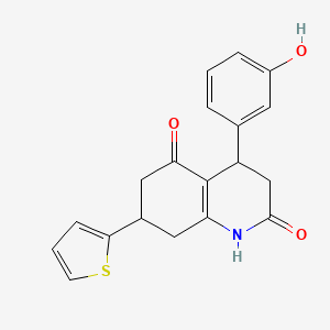 molecular formula C19H17NO3S B5381592 4-(3-hydroxyphenyl)-7-(2-thienyl)-4,6,7,8-tetrahydroquinoline-2,5(1H,3H)-dione 