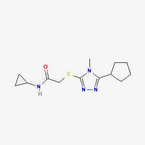 molecular formula C13H20N4OS B5381614 2-[(5-cyclopentyl-4-methyl-4H-1,2,4-triazol-3-yl)thio]-N-cyclopropylacetamide 