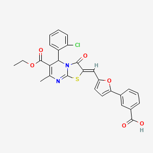 3-(5-{[5-(2-chlorophenyl)-6-(ethoxycarbonyl)-7-methyl-3-oxo-5H-[1,3]thiazolo[3,2-a]pyrimidin-2(3H)-ylidene]methyl}-2-furyl)benzoic acid