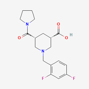 molecular formula C18H22F2N2O3 B5381687 (3S*,5R*)-1-(2,4-difluorobenzyl)-5-(1-pyrrolidinylcarbonyl)-3-piperidinecarboxylic acid 