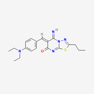 molecular formula C19H23N5OS B5381751 6-[4-(diethylamino)benzylidene]-5-imino-2-propyl-5,6-dihydro-7H-[1,3,4]thiadiazolo[3,2-a]pyrimidin-7-one 