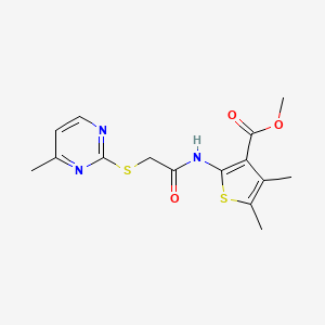 molecular formula C15H17N3O3S2 B5381757 methyl 4,5-dimethyl-2-({[(4-methyl-2-pyrimidinyl)thio]acetyl}amino)-3-thiophenecarboxylate 
