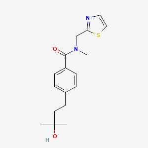 4-(3-hydroxy-3-methylbutyl)-N-methyl-N-(1,3-thiazol-2-ylmethyl)benzamide