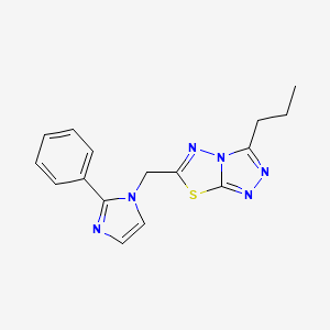 molecular formula C16H16N6S B5381801 6-[(2-phenyl-1H-imidazol-1-yl)methyl]-3-propyl[1,2,4]triazolo[3,4-b][1,3,4]thiadiazole 