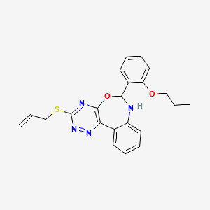 molecular formula C22H22N4O2S B5381813 3-(allylthio)-6-(2-propoxyphenyl)-6,7-dihydro[1,2,4]triazino[5,6-d][3,1]benzoxazepine 