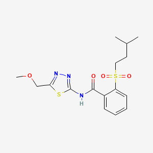 molecular formula C16H21N3O4S2 B5381826 N-[5-(methoxymethyl)-1,3,4-thiadiazol-2-yl]-2-[(3-methylbutyl)sulfonyl]benzamide 